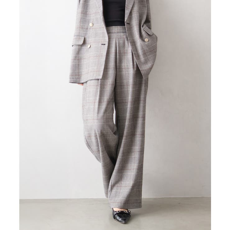グレー | チェックタックストレートパンツ | SpRay