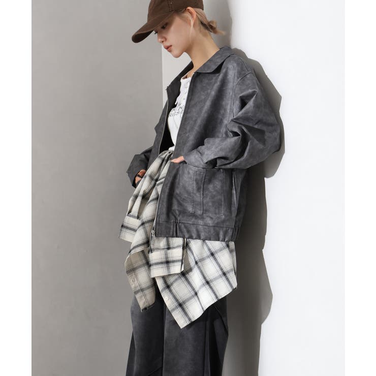 フェイクレザーZipブルゾン | SpRay | 詳細画像10 