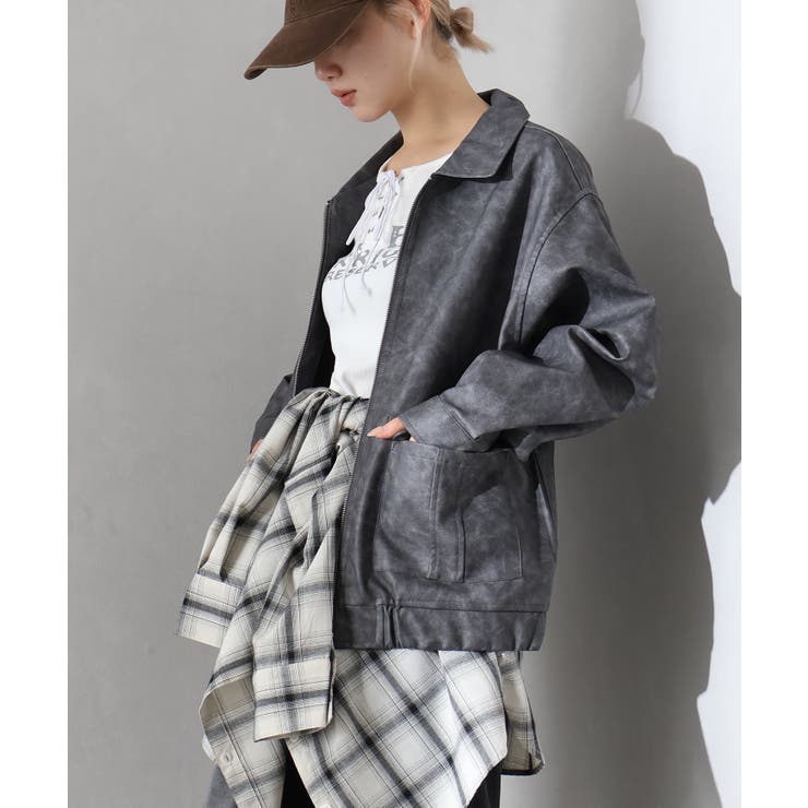 フェイクレザーZipブルゾン | SpRay | 詳細画像11 