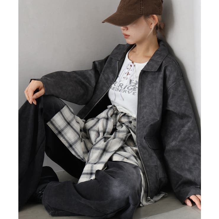 フェイクレザーZipブルゾン | SpRay | 詳細画像12 