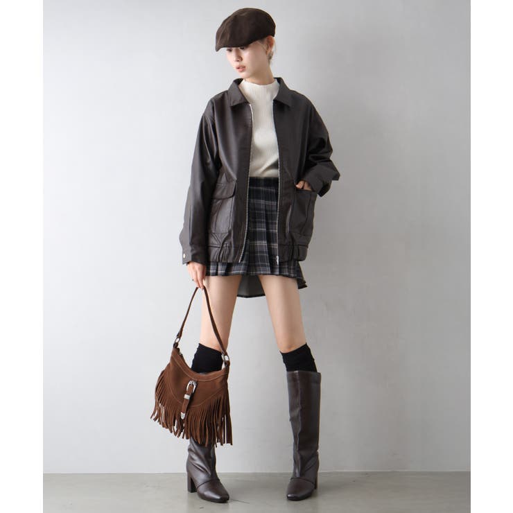 フェイクレザーZipブルゾン | SpRay | 詳細画像13 