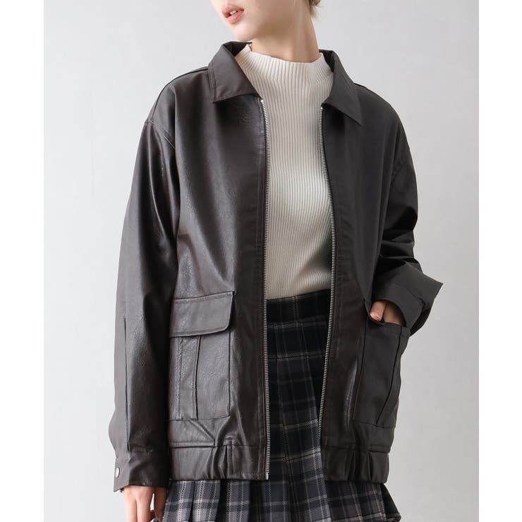 フェイクレザーZipブルゾン | SpRay | 詳細画像14 