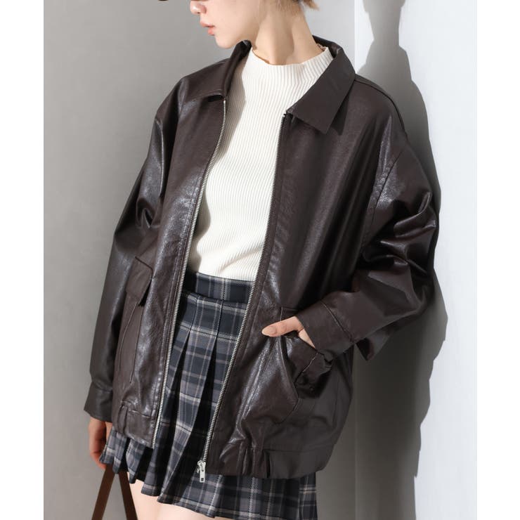 ブラウン | フェイクレザーZipブルゾン | SpRay