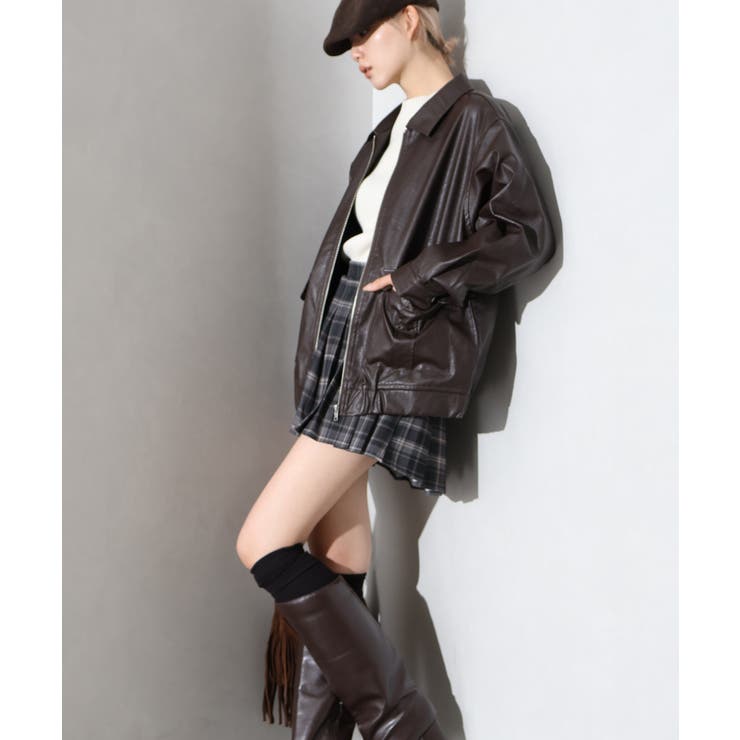 フェイクレザーZipブルゾン | SpRay | 詳細画像16 