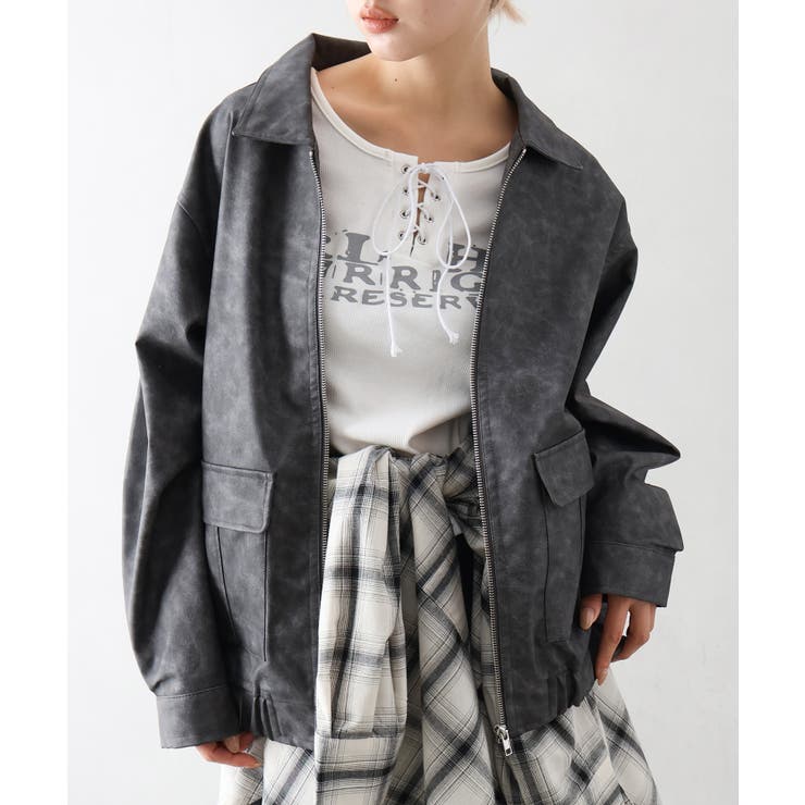 グレー | フェイクレザーZipブルゾン | SpRay