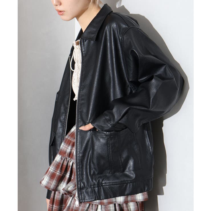 フェイクレザーZipブルゾン | SpRay | 詳細画像18 
