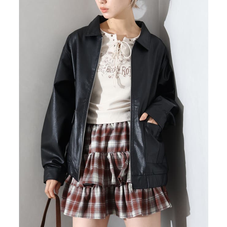 フェイクレザーZipブルゾン | SpRay | 詳細画像19 