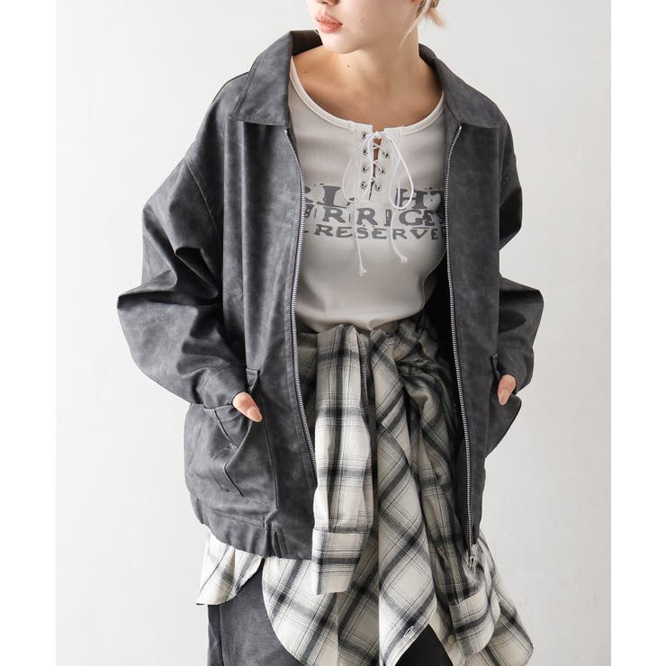 フェイクレザーZipブルゾン | SpRay | 詳細画像2 