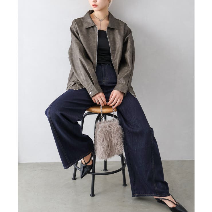 フェイクレザーZipブルゾン | SpRay | 詳細画像31 