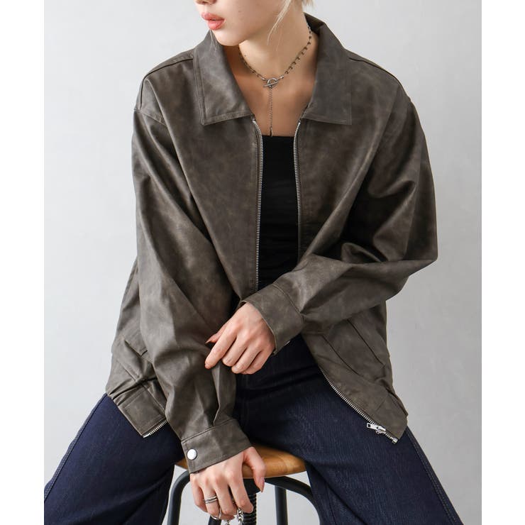 フェイクレザーZipブルゾン | SpRay | 詳細画像32 