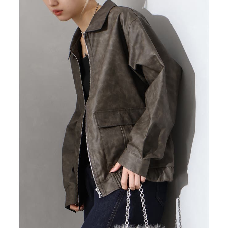 フェイクレザーZipブルゾン | SpRay | 詳細画像33 