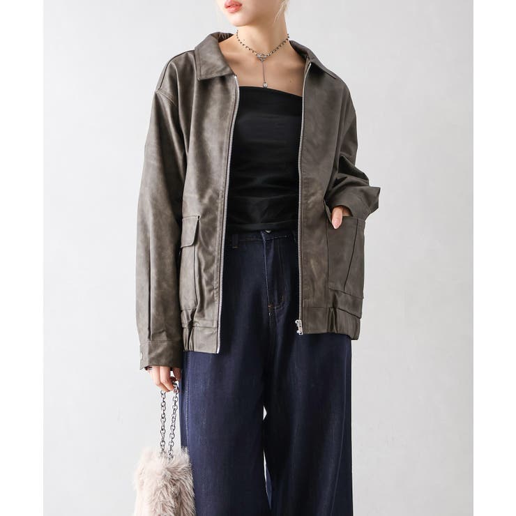 フェイクレザーZipブルゾン | SpRay | 詳細画像35 