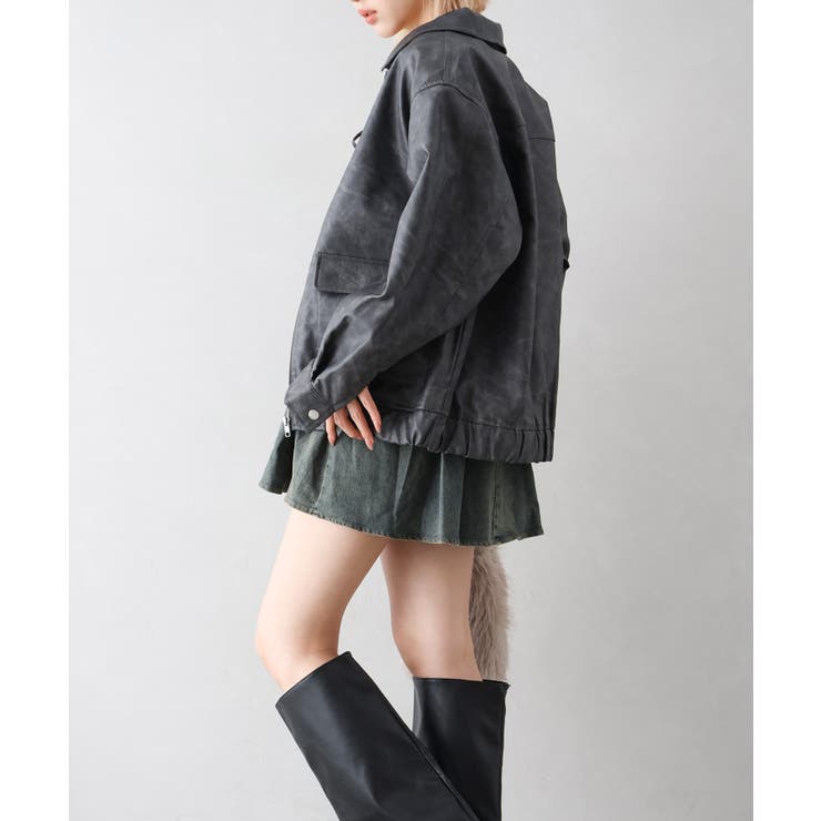 フェイクレザーZipブルゾン | SpRay | 詳細画像38 