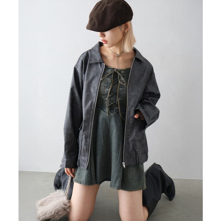 フェイクレザーZipブルゾン | SpRay | 詳細画像39 