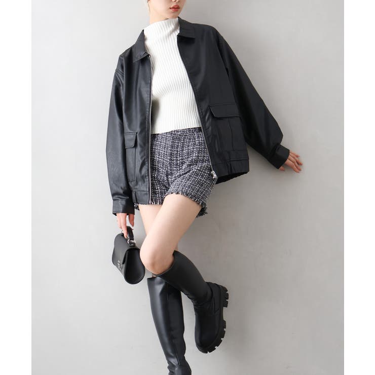 フェイクレザーZipブルゾン | SpRay | 詳細画像42 