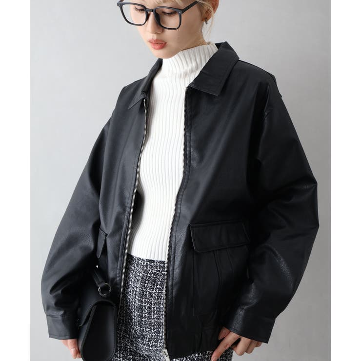 フェイクレザーZipブルゾン | SpRay | 詳細画像43 