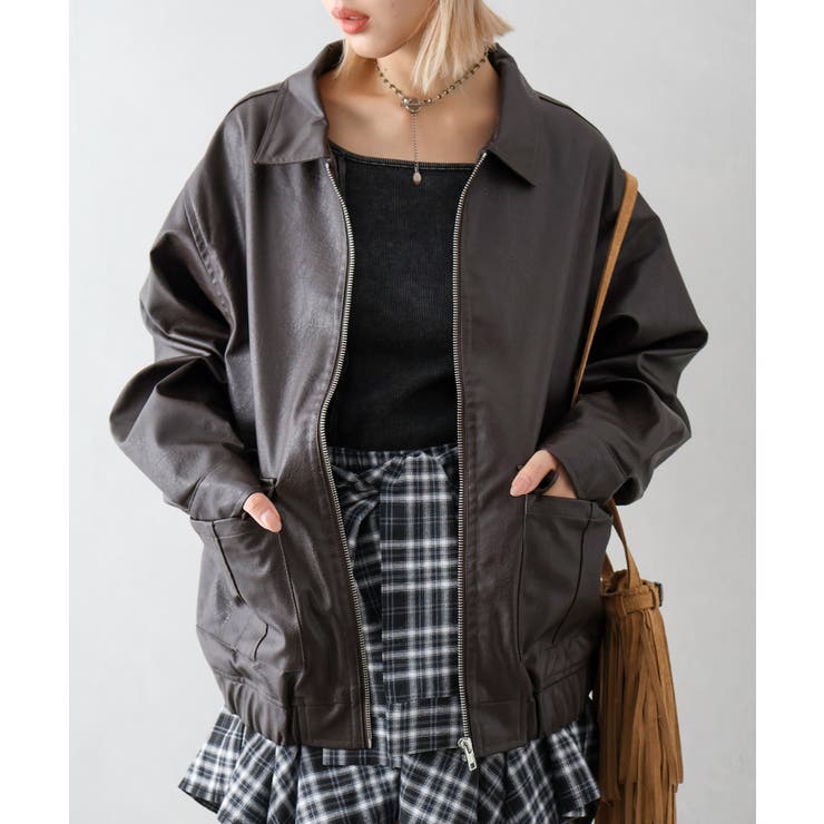 フェイクレザーZipブルゾン | SpRay | 詳細画像45 