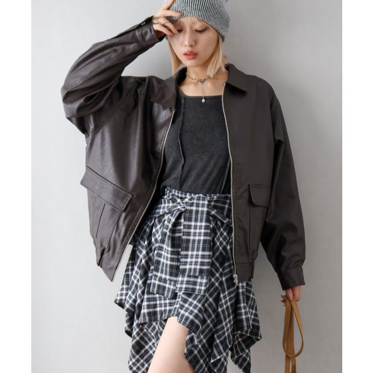 フェイクレザーZipブルゾン | SpRay | 詳細画像46 