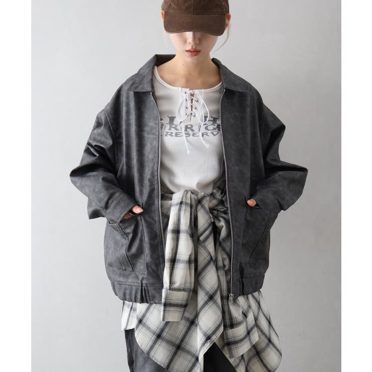 フェイクレザーZipブルゾン | SpRay | 詳細画像7 