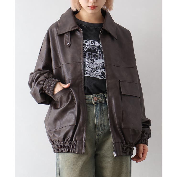 ブラウン | ヴィンテージレザーブルゾン | SpRay