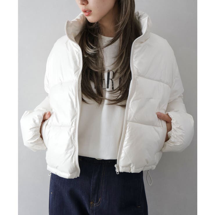 オフホワイト | メタリック中綿スタンドコート | SpRay