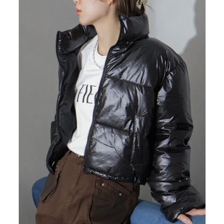 ブラック | メタリック中綿スタンドコート | SpRay