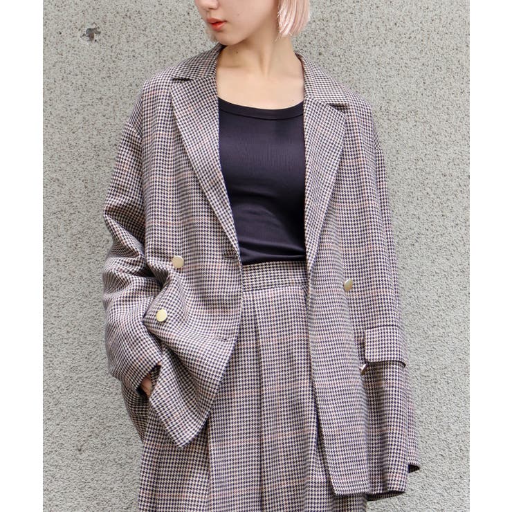 ブラウン | チェックWテーラードジャケット | SpRay