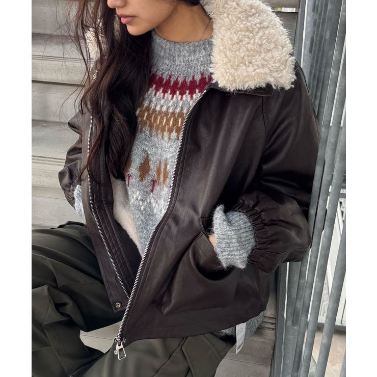 ファー衿フェイクレザーブルゾン | SpRay | 詳細画像10 