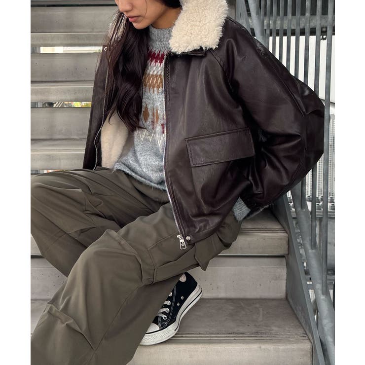ファー衿フェイクレザーブルゾン | SpRay | 詳細画像12 