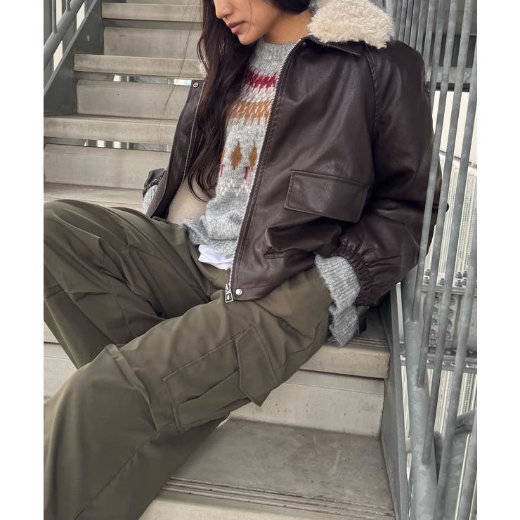 ファー衿フェイクレザーブルゾン | SpRay | 詳細画像13 