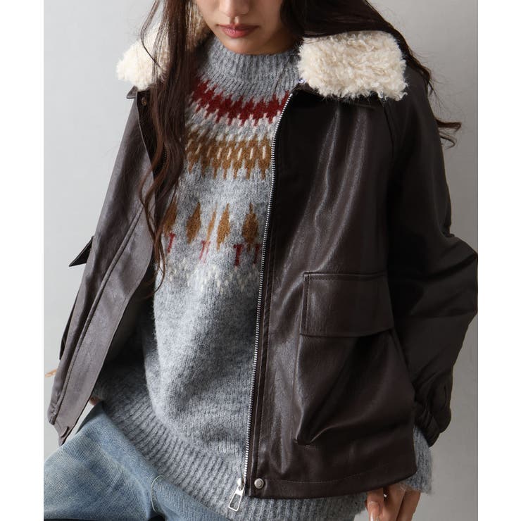 ファー衿フェイクレザーブルゾン | SpRay | 詳細画像17 