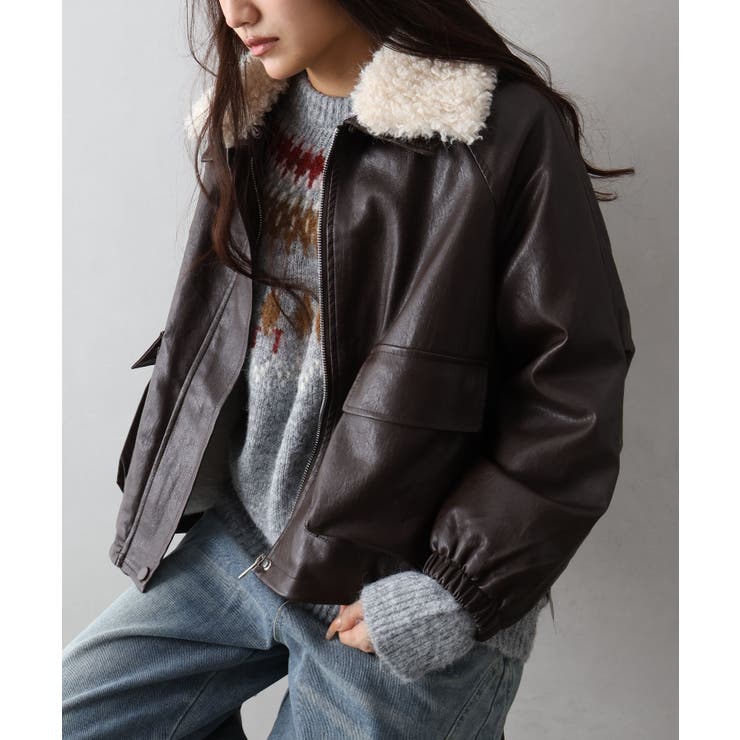 ファー衿フェイクレザーブルゾン | SpRay | 詳細画像18 