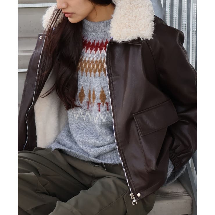 ファー衿フェイクレザーブルゾン | SpRay | 詳細画像2 