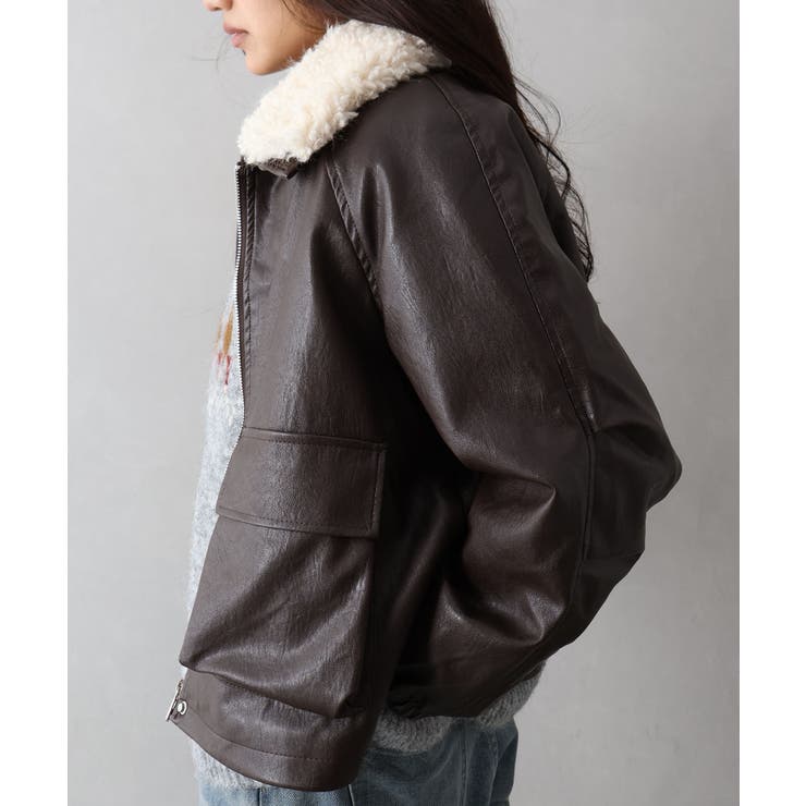 ファー衿フェイクレザーブルゾン | SpRay | 詳細画像20 