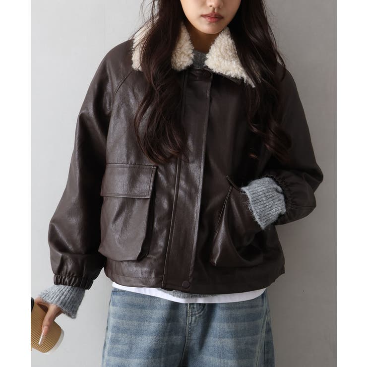 ファー衿フェイクレザーブルゾン | SpRay | 詳細画像21 