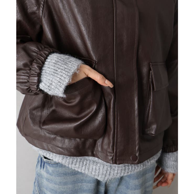 ファー衿フェイクレザーブルゾン | SpRay | 詳細画像22 