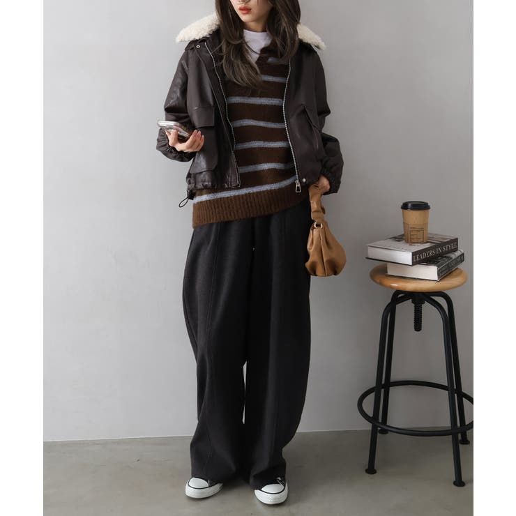 ファー衿フェイクレザーブルゾン | SpRay | 詳細画像37 