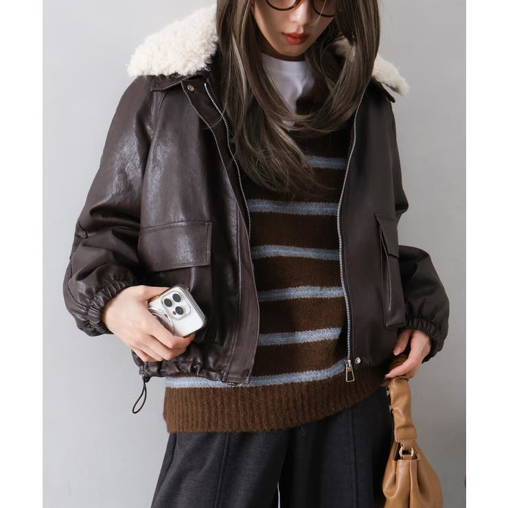 ファー衿フェイクレザーブルゾン | SpRay | 詳細画像38 