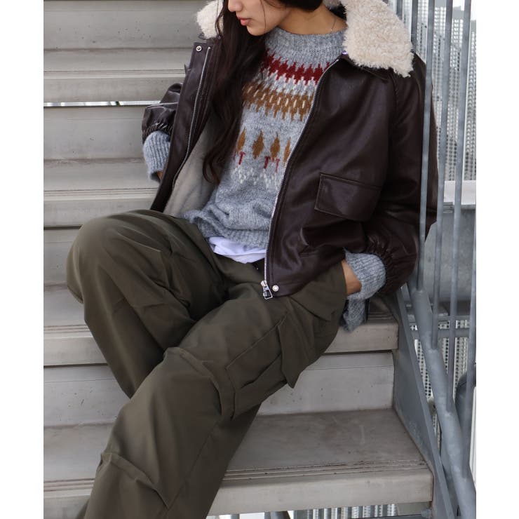 ファー衿フェイクレザーブルゾン | SpRay | 詳細画像4 