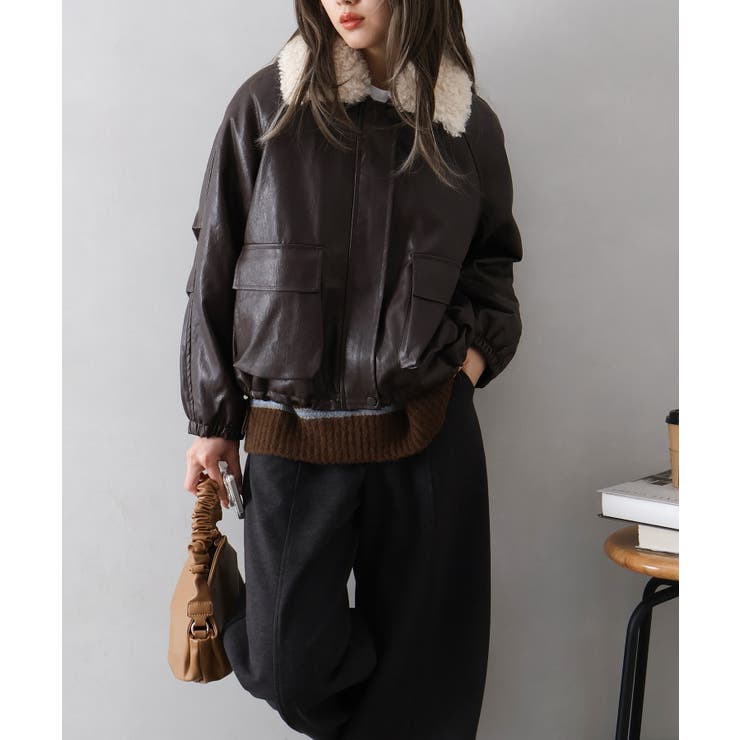 ファー衿フェイクレザーブルゾン | SpRay | 詳細画像39 