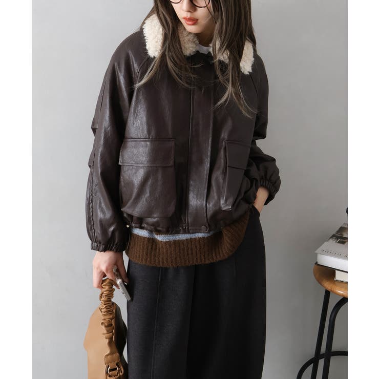 ファー衿フェイクレザーブルゾン | SpRay | 詳細画像40 