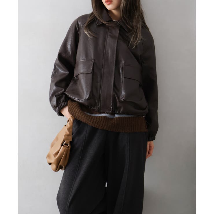 ファー衿フェイクレザーブルゾン | SpRay | 詳細画像42 