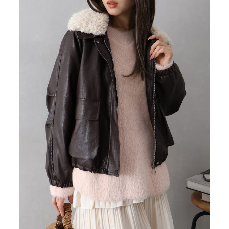 ファー衿フェイクレザーブルゾン | SpRay | 詳細画像46 