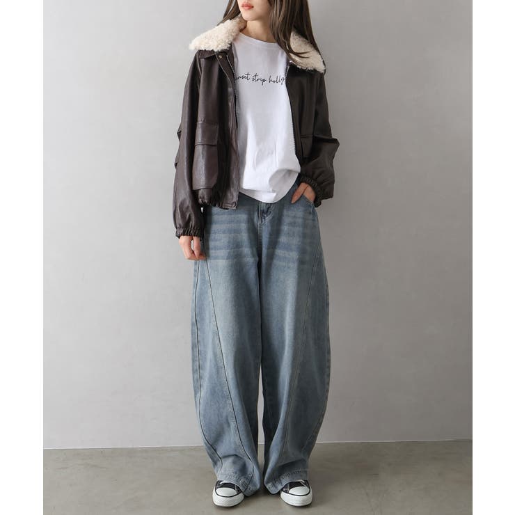 ファー衿フェイクレザーブルゾン | SpRay | 詳細画像47 