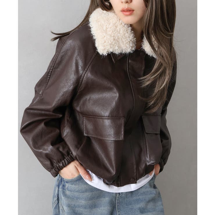 ファー衿フェイクレザーブルゾン | SpRay | 詳細画像51 