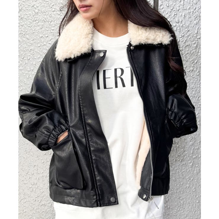 ファー衿フェイクレザーブルゾン | SpRay | 詳細画像55 