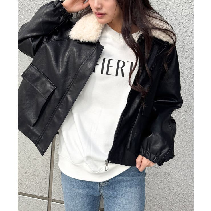 ファー衿フェイクレザーブルゾン | SpRay | 詳細画像56 