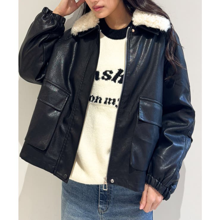 ファー衿フェイクレザーブルゾン | SpRay | 詳細画像57 