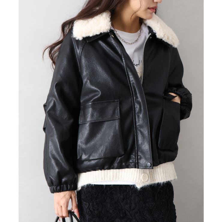 ファー衿フェイクレザーブルゾン | SpRay | 詳細画像59 