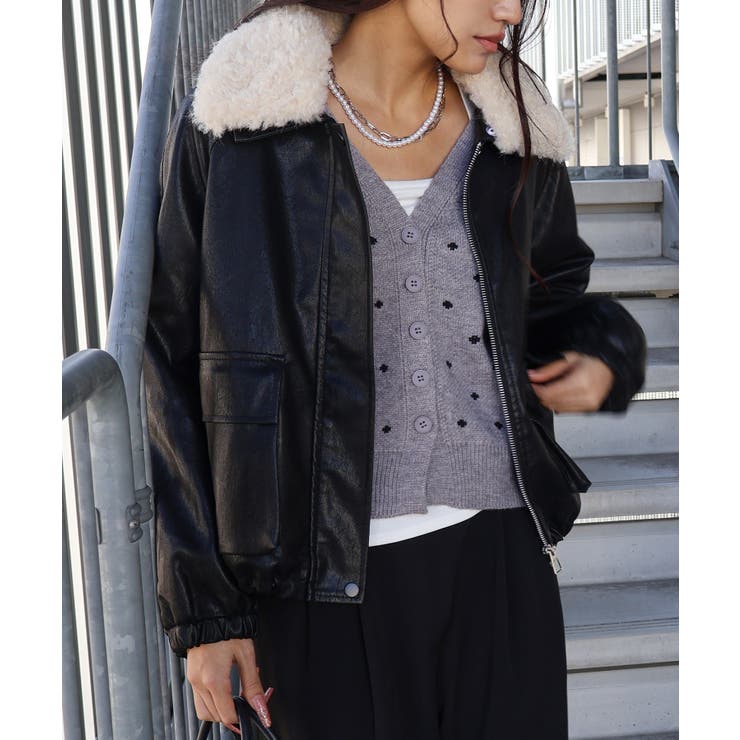 ファー衿フェイクレザーブルゾン | SpRay | 詳細画像62 